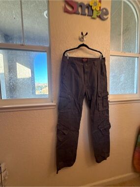 Matchstick Men’s Charcoal Gray 💯% Cotton Multipocket Cargo Pants Size 36XXL EUC